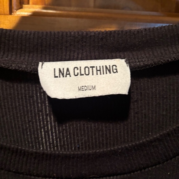 LNA Clothing Arya Cropped Long Sleeve Top in Black Medium - Picture 4 of 5